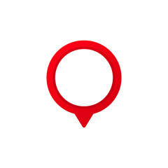 Poster - Circular red location marker with a clear center and pointed base, used for maps and navigation.
