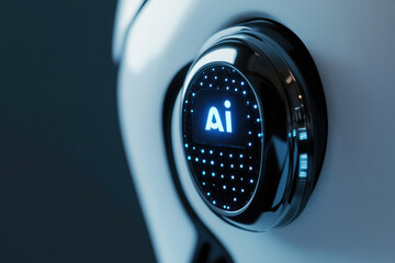 Poster - Futuristic female humanoid robot with realistic face AI inscription on the head,symbolizing advanced robotics,artificial intelligence,the integration of human-like machines society.banner,copy space