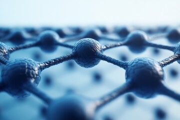 Aufkleber - Close-up view of a graphene structure showcasing interconnected hexagonal patterns under soft lighting