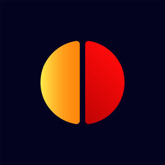 Poster - A simple design features a circle divided into yellow and red halves, creating a striking visual effect.