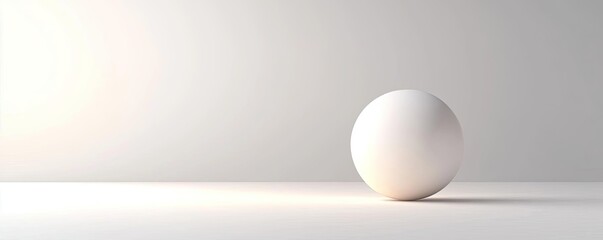 Poster - Negative space design abstract background concept. A minimalist scene featuring a smooth, white sphere on a clean, neutral background.