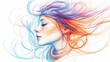 © doll - Abstract woman portrait with colorful flowing hair