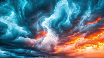 Poster - Sunset landscape abstract background idea. Dramatic clouds filled with vibrant colors during a stunning sunset.