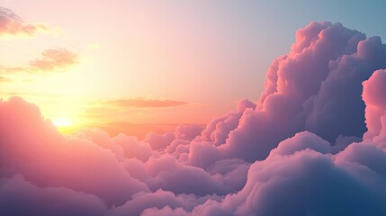 Aufkleber - Sunset landscape abstract background idea. A stunning sunrise above soft, colorful clouds creates a serene and peaceful atmosphere.