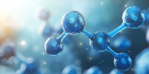 Poster - Glowing Molecular Structure of Atoms, An Abstract Rendering of Science with Connected Nodes