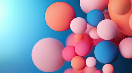 Poster - Surrealist art abstract background concept. Colorful abstract spheres on a blue background for modern design and creativity.
