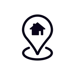 Poster - A house map pin icon representing the concept of location-based real estate and property services.