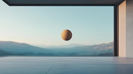 Poster - Surrealist art abstract background concept. A surreal image of a floating egg against a serene outdoor backdrop.