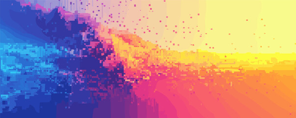 Poster - Abstract pixel art with vibrant color gradient and digital texture.