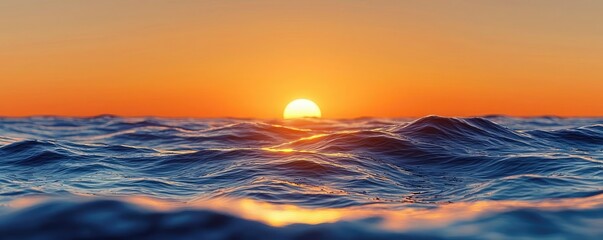 Poster - Sunset over ocean landscapes idea. Stunning sunset over the ocean waves, casting warm colors across the sky.