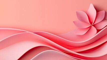 Aufkleber - Negative space design abstract background concept. Elegant pink flower design with flowing waves, symbolizing beauty and tranquility.