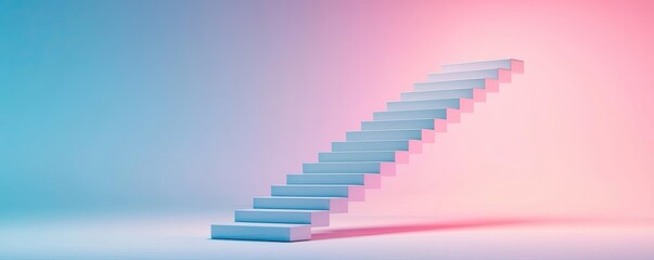 Poster - Surrealist art abstract background concept. A minimalist staircase creates a surreal atmosphere with vibrant colors and shadows.