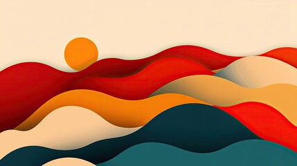 Poster - Negative space design abstract background concept. Abstract waves with vibrant colors creating a modern, artistic landscape.