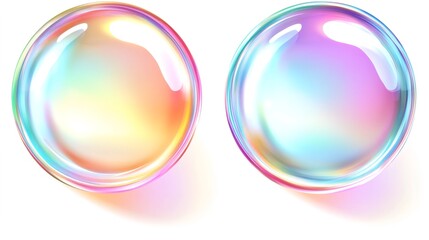 Wall Mural - two floating soap bubbles showing vivid rainbow colors