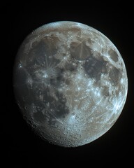 Wall Mural - detailed lunar surface with craters and shadows captured in a high resolution astronomical image sho