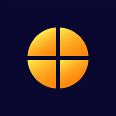 Poster - Circular orange icon divided into equal segments creating a distinct cross-like geometric design.