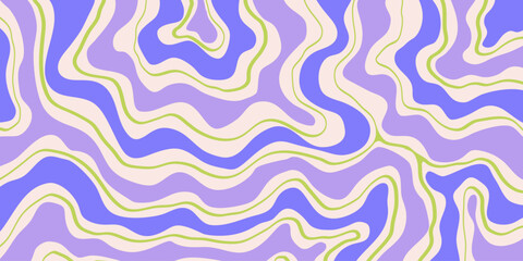 Aufkleber - Abstract Geometric Wavy Background. Cool Funky Art Vector Design. Groovy Trippy Hippy Pattern. Psychedelic Y2k Texture. Retro Fun Bg.
