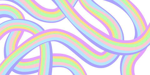 Poster - Rainbow Wavy Abstract Backgound. Cool Colorful Playful Texture. Groovy Psychedelic Stripes. Y2k Funny Vector Texture. Pop Art Retro Bg.