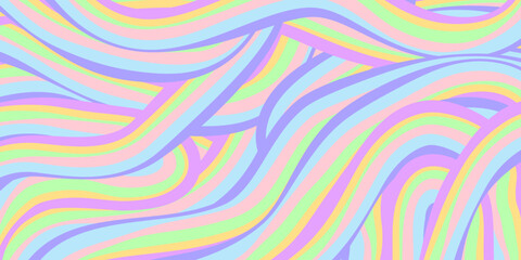 Poster - Rainbow Wavy Abstract Backgound. Cool Colorful Playful Texture. Groovy Psychedelic Stripes. Y2k Funny Vector Texture. Pop Art Retro Bg.