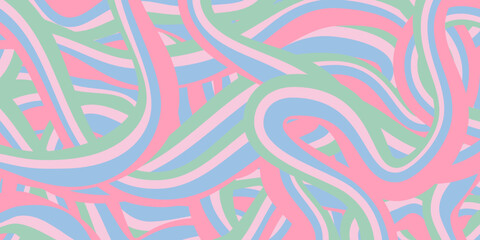 Poster - Rainbow Wavy Abstract Backgound. Cool Colorful Playful Texture. Groovy Psychedelic Stripes. Y2k Funny Vector Texture. Pop Art Retro Bg.