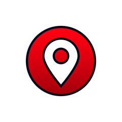 Poster - A simple red location pin icon with a bold black outline. ideal for maps and navigation.