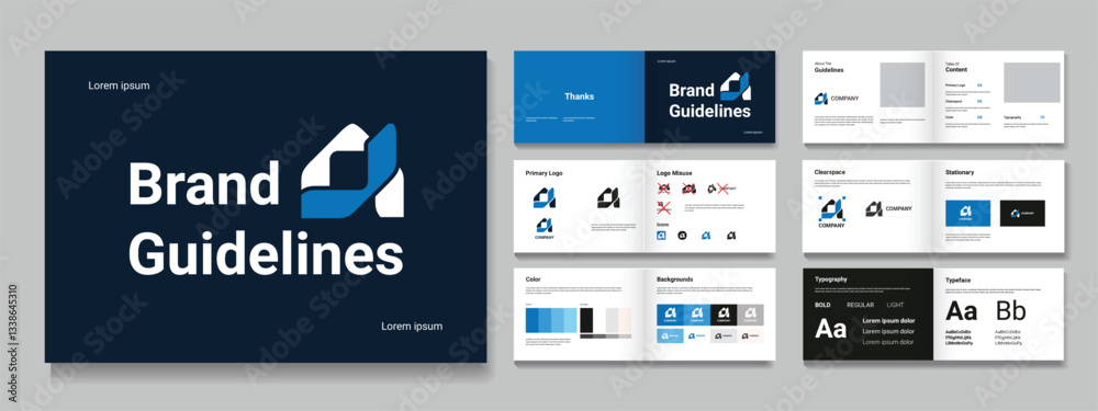 Brand guidelines Design template or landscape logo brand manual layout ...