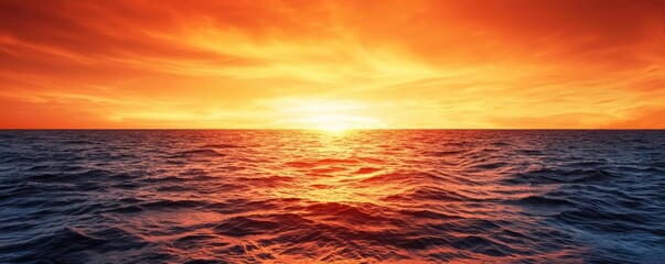 Poster - Sunset over ocean landscapes idea. Breathtaking sunset over the serene ocean with vibrant orange and blue hues.