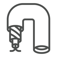 Poster - Fiber optic cable cord line icon, electronic equipment concept. Vector graphics. Wire with signal guard sign on white background, outline style icon for mobile or web design.
