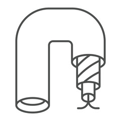 Poster - Fiber optic cable cord thin line icon, electronic equipment concept. Vector graphics. Wire with signal guard sign on white background, outline style icon for mobile or web design.