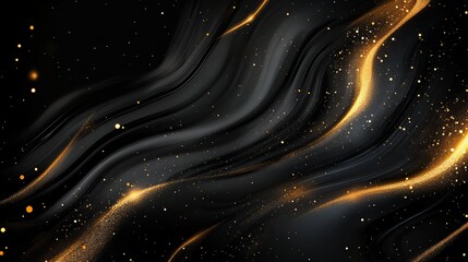 Poster - Abstract Luxury Black and Gold Liquid Marble Texture with Swirls, Elegant Background for Designs