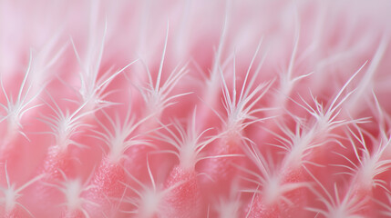 Poster - Cactus Spines: An artistic, extreme close-up of delicate, white spines on a soft pink cactus, evoking a sense of beauty, pattern, and the interplay of texture and color.