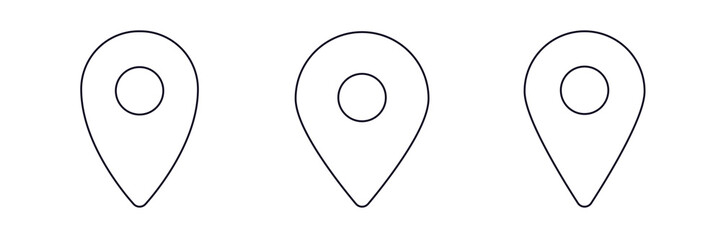 Poster - Three identical location pin icons arranged in a straightforward and clean linear alignment.