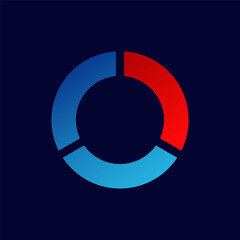 Poster - Circular diagram with three segments, two blue and one red. blue segments form a partial circle.
