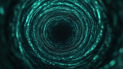 Poster - Abstract swirling tunnel with glowing turquoise particles creating a sense of depth and motion in a dark space