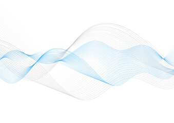 Aufkleber - Blue and grey wavy lines abstract minimal elegant background. Vector graphic design