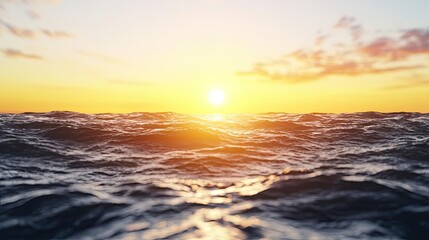 Poster - Sunset over ocean landscapes idea. Serene ocean waves glowing under a vibrant sunset sky, creating a peaceful ambiance.