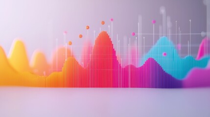 Poster - Colorful Abstract Data Visualization with Vibrant Waveforms and Dynamic Graph Elements for Creative Presentations