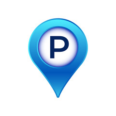 Poster - Blue parking location icon featuring the letter p designed for use in navigation and digital maps.