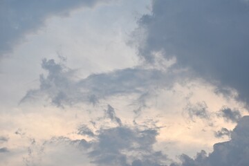 Wall Mural - white and dark rain cloud floating on sky in evening