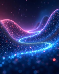 Aufkleber - Abstract waves with luminous trails and particles, creating a futuristic and mesmerizing scene