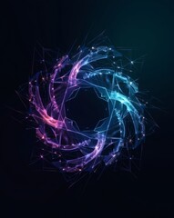 Poster - an abstract digital artwork featuring a glowing vortex of light and energy, with vibrant colors and intricate details. The vortex seems to be in motion and the colors are glowing