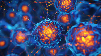 Leinwandbilder - This Vibrant cells and neural structures illustrate advanced genetic modifications in action.