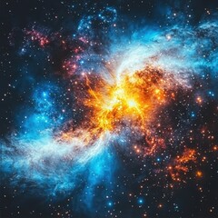 Wall Mural - captivating cosmic symphony a vibrant nebula bursting with celestial colors in the infinite expanse 