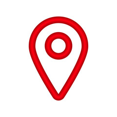 Poster - Red location pin icon, a common gps symbol, usually denoting a point on a map for navigation.