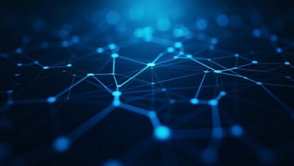 Aufkleber - a blue digital network with interconnected lines and glowing nodes, representing modern technology and communication