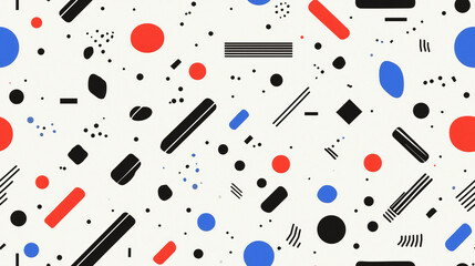 Poster - Abstract Geometric Pattern: A vibrant and dynamic abstract pattern composed of various geometric shapes, with bold colors and a modern aesthetic. 
