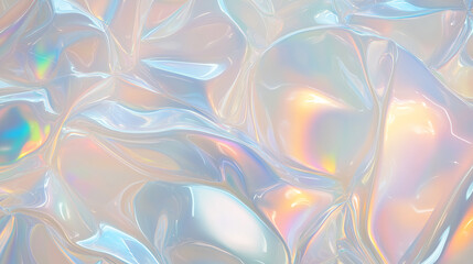 Poster - Opalescent Waves: A close-up captures an ethereal display of iridescent light and texture, mimicking the gentle flow of liquid. 