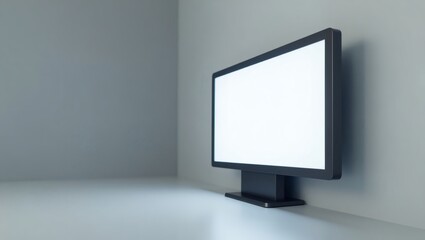 Aufkleber - a modern computer monitor with a blank screen standing in the corner of a room 