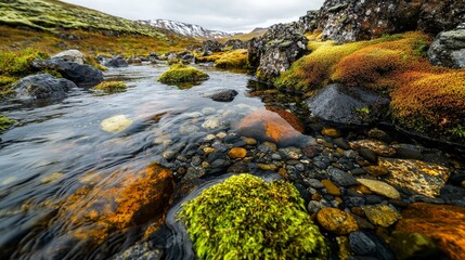 Aufkleber - Serene river landscape iceland nature photography tranquil environment close-up view natural beauty