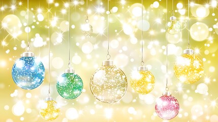 Poster - Festive holiday celebration background with colorful christmas ornaments and bright light